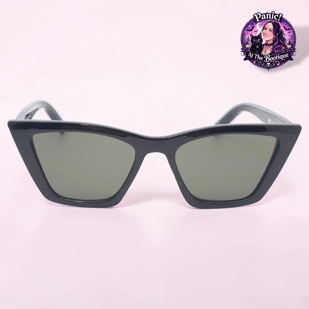 Le Specs Cat Eye Sunglasses Women OS Black UV Protection Retro Chic Shade Edgy